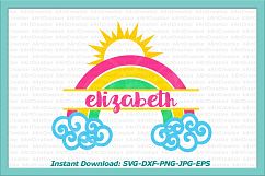 Rainbow Sun Circle Split monograms bundle svg dxf clipart Product Image 3