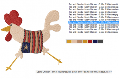 Liberty Chicken ~ Machine Embroidery Design in 2 sizes - Instant Download ~ Americana Chook Product Image 3