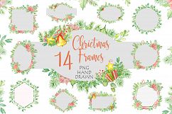 Christmas watercolor frames and arrangements Product Image 1