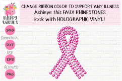 Awareness Ribbon SVG Faux Rhinestone Bling SVG Happy Vinyls Product Image 1