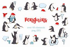 Penguins clipart and winter elements Product Image 1