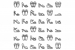 Sandals icons set, outline style Product Image 1