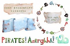 I Love Pirates! - Watercolor Clip Art Set Product Image 3