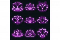 Lotus icons set vector neon Product Image 1