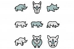Rhino icons set vector flat Product Image 1