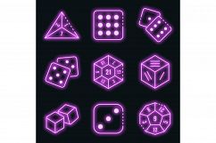 Dice icons set vector neon Product Image 1