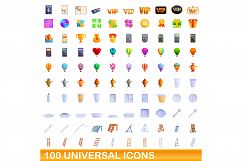 100 universal icons set, cartoon style Product Image 1