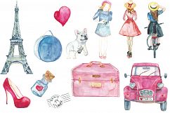 &quot;Bonjour, Paris&quot; watercolor clip art Product Image 2