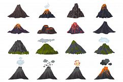 Volcano icons set, cartoon style Product Image 1