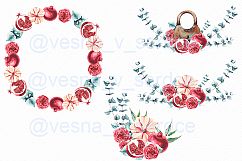 Burgundy floral Garnet watercolor clipart Product Image 4