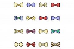 Bowtie icon set line color vector Product Image 1