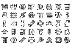 Knitting icons set, outline style Product Image 1