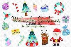 Christmas Graphic Set, Watercolor Christmas Graphics, Christmas Clipart, Holiday Clip Art Product Image 1