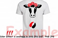Bandanna Flower Heifer Cow SVG, Glitter farm cowboy 795S Product Image 5