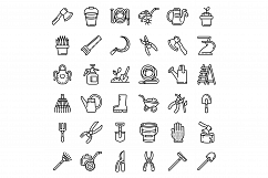 Gardening tools icons set, outline style Product Image 1