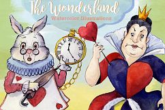 Alice in Wonderland Watercolor Clipart Images Product Image 1