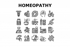 Homeopathy Medicine Collection Icons Set Vector Product Image 1