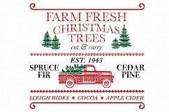 Farm Fresh Christmas Trees Red Truck SVG Files Cut Files Heat Transfer Vinyl Scrapbooking Stencil EPS DXF Silhouette Cameo Cricut Commercial Use Product Image 1