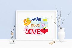Printable Art Saying All We Need Is Love, Wall Art, PDF Typo Product Image 1