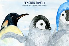 Watercolor penguin family illustration, penguin clipart Product Image 5