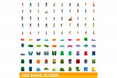 100 hike icons set, cartoon style Product Image 1
