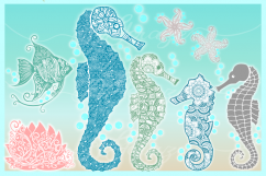 Sea Life Mandala Zentangle Bundle SVG DXF EPS PNG files Product Image 1