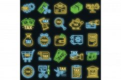 Taxes icon set vector neon Product Image 1