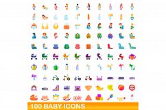100 baby icons set, cartoon style Product Image 1