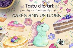Cakes &amp; Unicorn. Tasty Clip art Product Image 1