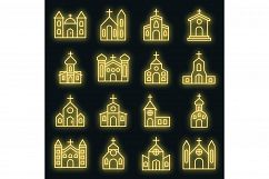 Church icons set vector neon Product Image 1