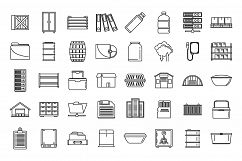 Storage box icons set, outline style Product Image 1
