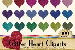 100 Glitter Heart Clip Arts, Romantic Valentine Scrapbook Product Image 1