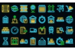 Goods export icons set vector neon Product Image 1