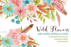 Wild Flowers Meadow Set Watercolor Clipart Product Image 1