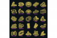 Pasta icon set vector neon Product Image 1