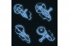 Angle grinder icons set vector neon Product Image 1