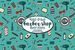 Hand Illustrated Barber Shop Tools Pattern Product Image 1