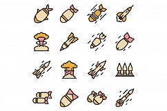 Missile attack icons set line color vector Product Image 1