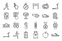 Running trail icons set, outline style Product Image 1