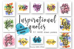 Hand drawn watercolor Inspirational quotes DIY pack Product Image 1