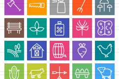 100 Farm &amp; Gardening Line Multicolor B/G Icons Product Image 2