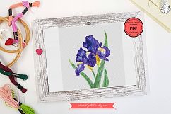 Botanical Art Cross stitch pattern PDF Iris Purple bouqets Product Image 1