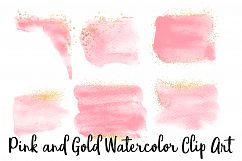 Pink and Gold Watercolor Clip Art, Transparent PNG Product Image 4