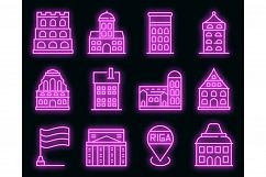 Riga icons set vector neon Product Image 1
