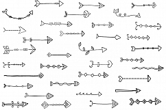 Black hand drawn doodle arrows clipart, Tribal cute arrow clip art Product Image 2