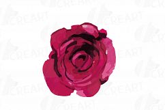 Watercolor Red and Burgundy Roses and leafs clip art pack Product Image 12