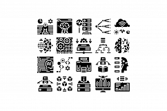 Machine Learning Ai Glyph Set Vector Illustration Product Image 1