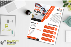 Real Estate Business Flyer Template Design with Orange Color Product Image 2