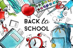 Back to school. Watercolor &amp; vector  Product Image 1