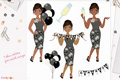 Woman party character clip art (L274 Cassie) Product Image 1